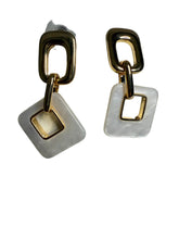 White Square Hang Earrings